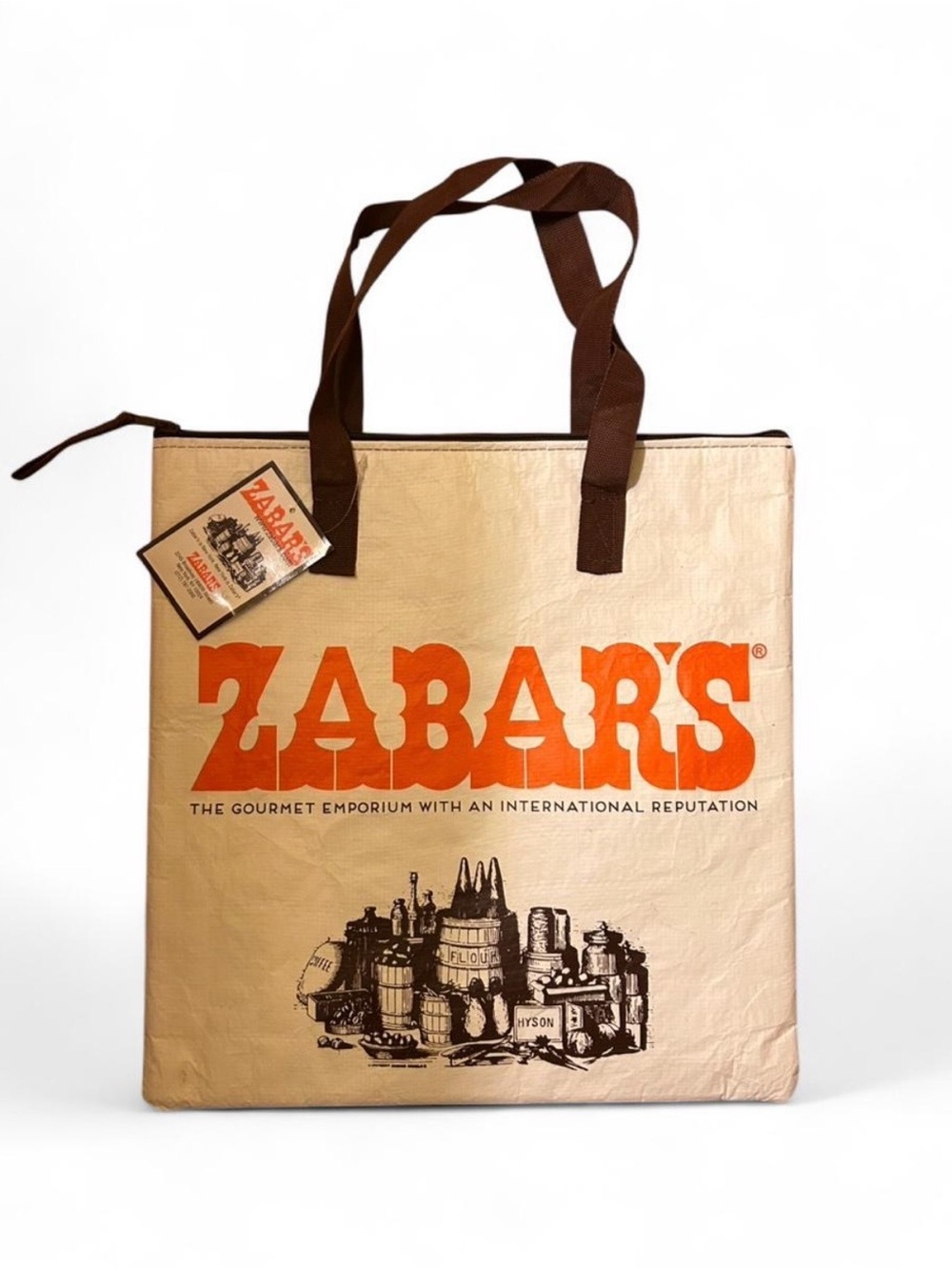 NWT Zabar’s Branded Insulated Tote Bag in Cream and Orange.